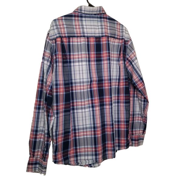 VTG - Weatherproof Men's Button Up Long Sleeve Cuffed Plaid Cotton Shirt Size L - Picture 4 of 11